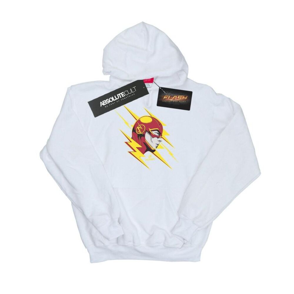 DC Comics Mens The Flash Lightning Portrait Hoodie / White
